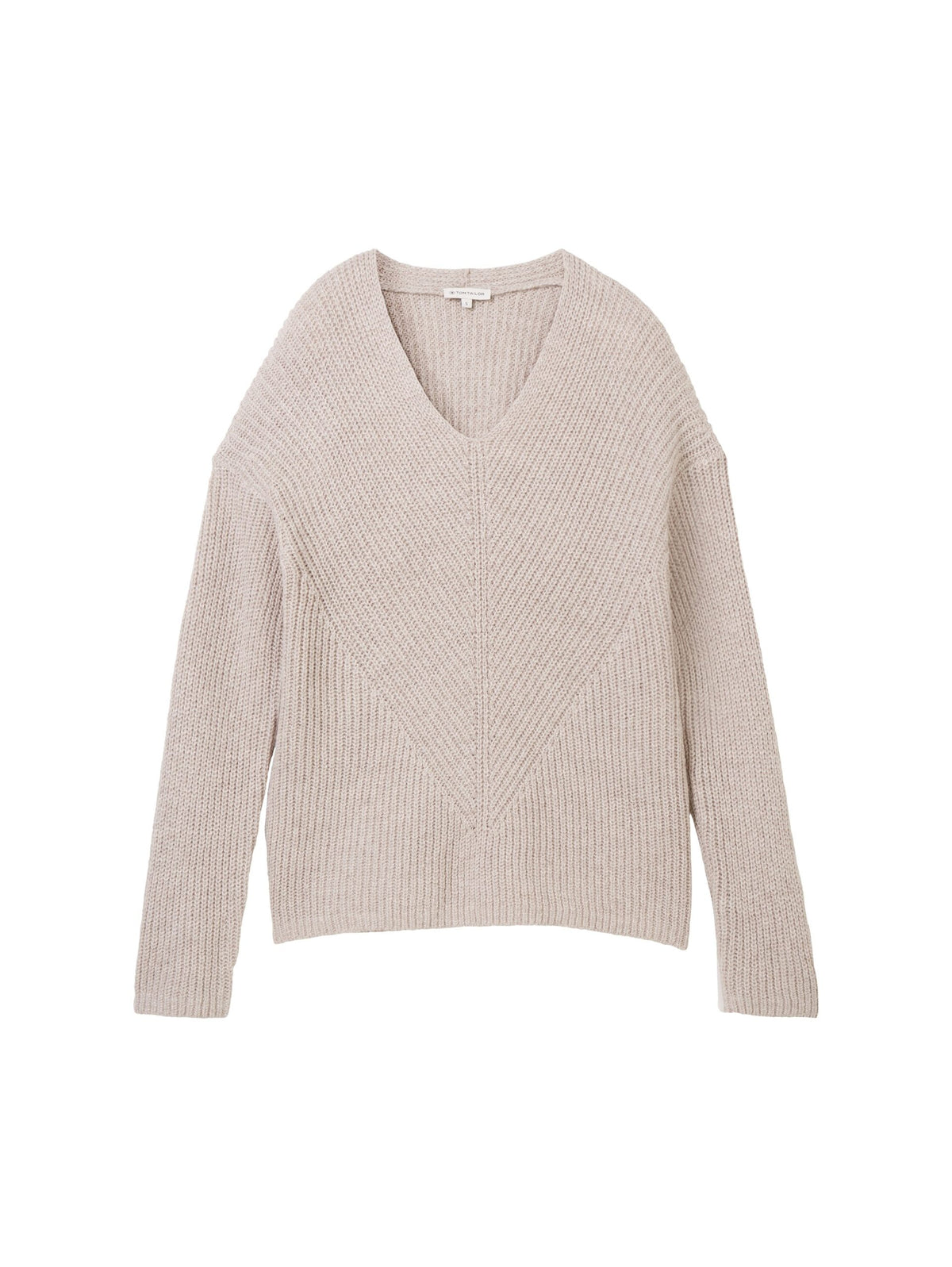 Knit Pullover With V-Neck - White