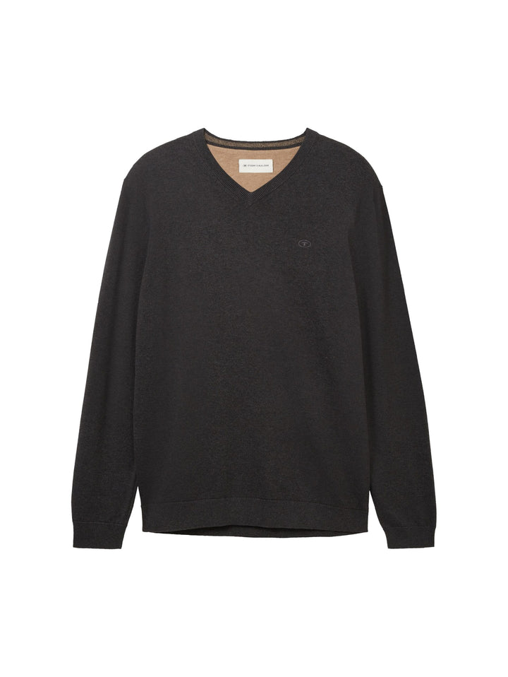 Basic V-Neck Knit - Gray