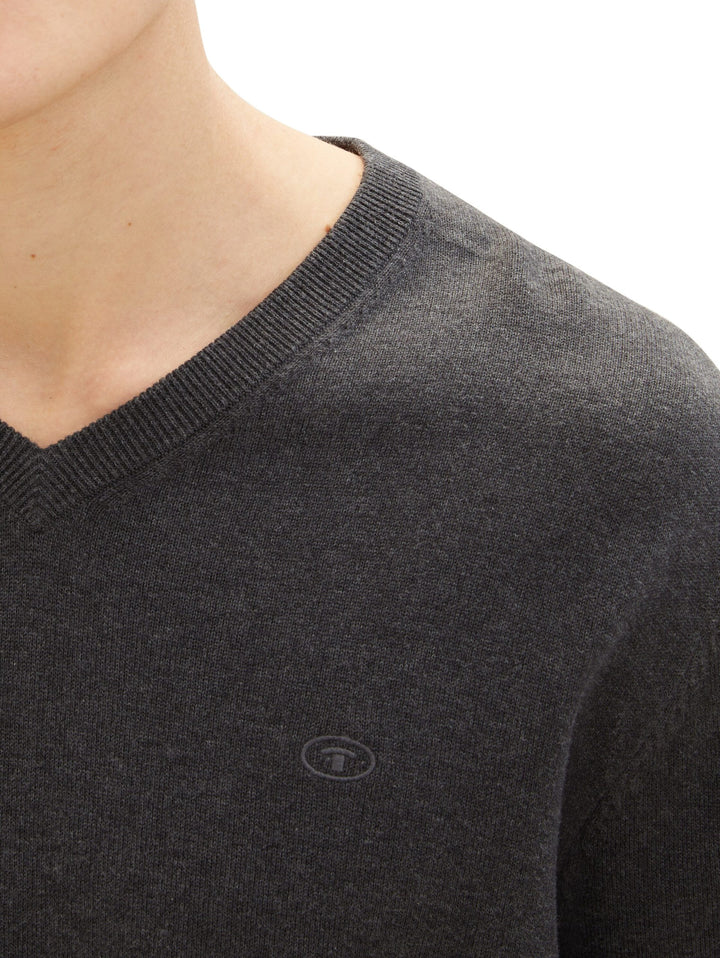 Basic V-Neck Knit - Gray