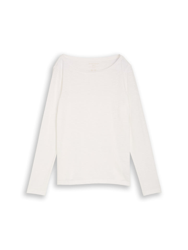 Basic long-sleeved cotton shirt - White