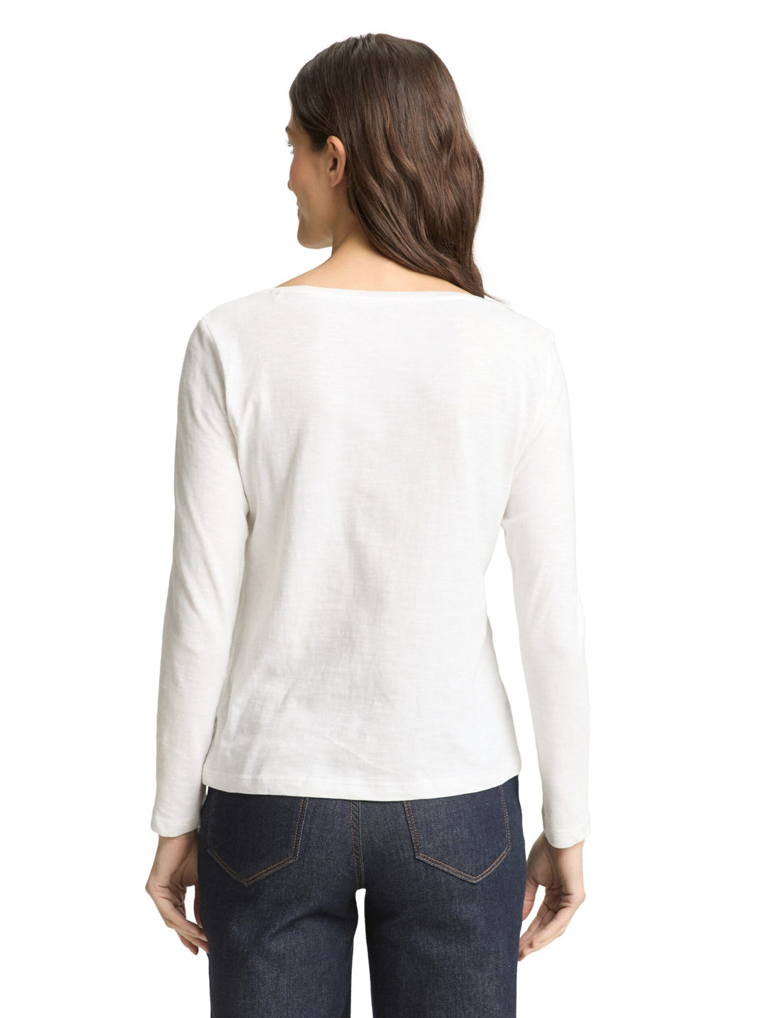 Basic long-sleeved cotton shirt - White