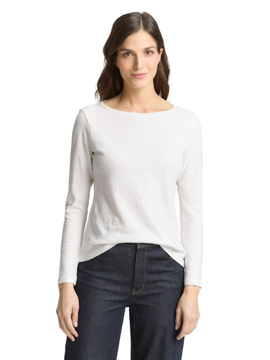 Basic long-sleeved cotton shirt - White