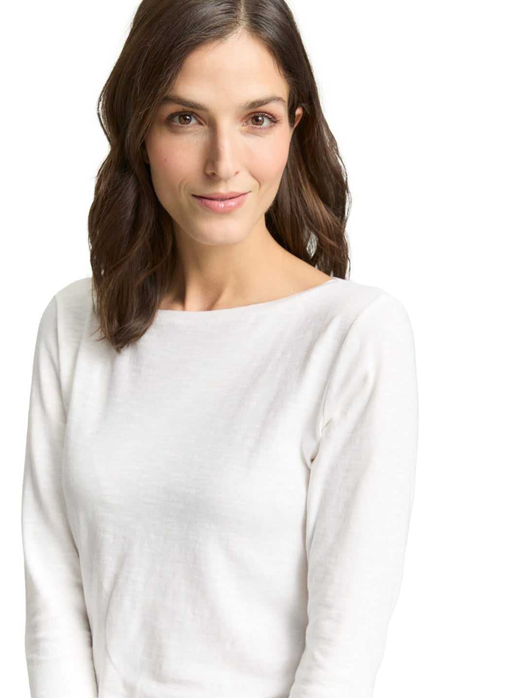 Basic long-sleeved cotton shirt - White