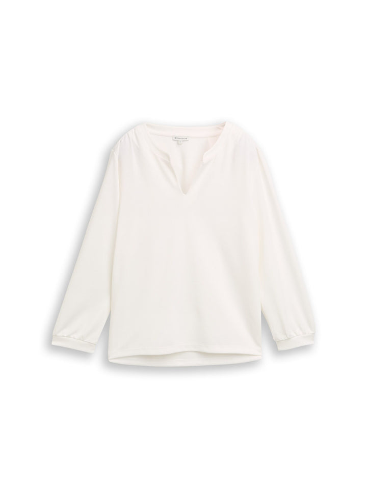 Long-sleeved shirt with ruffles - White