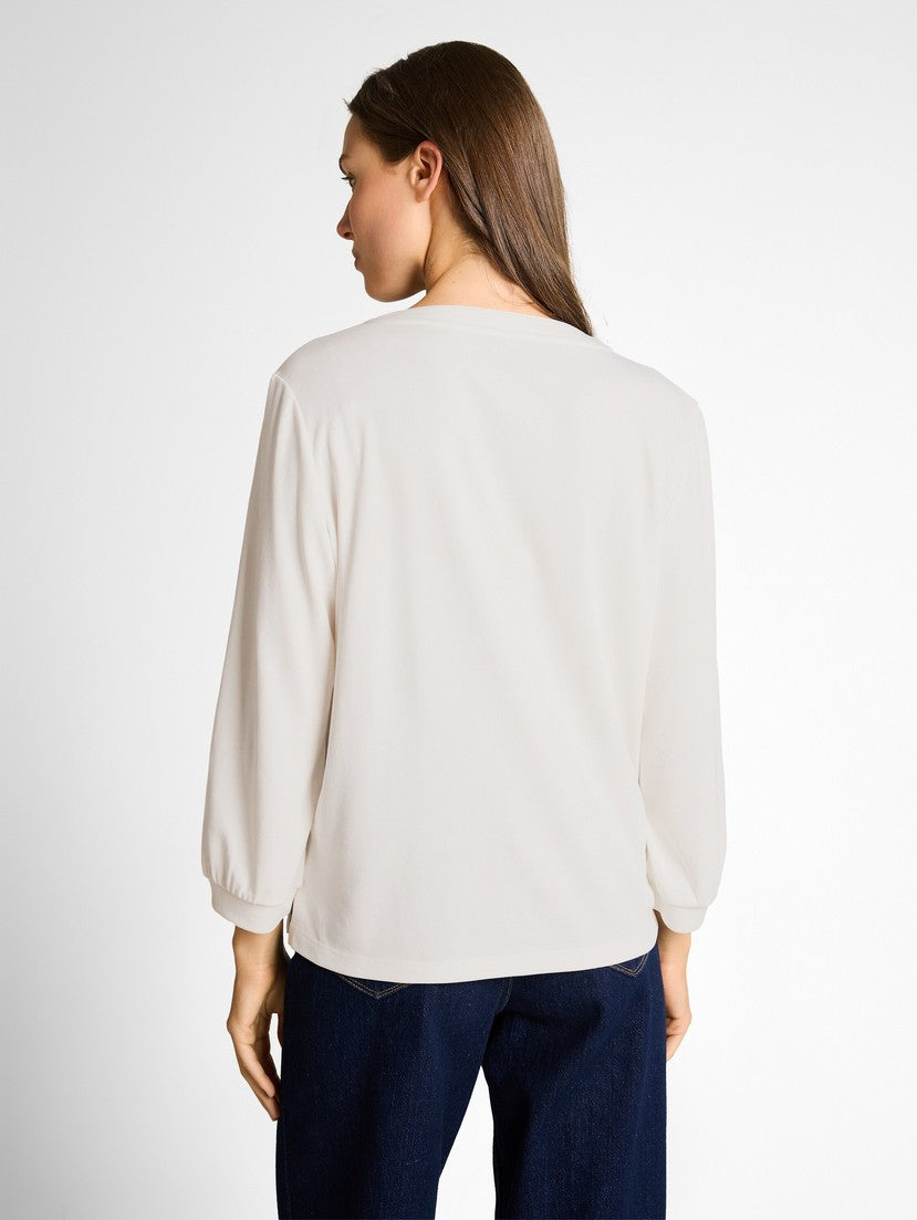 Long-sleeved shirt with ruffles - White