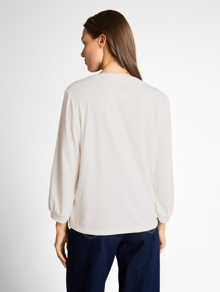 Long-sleeved shirt with ruffles - White