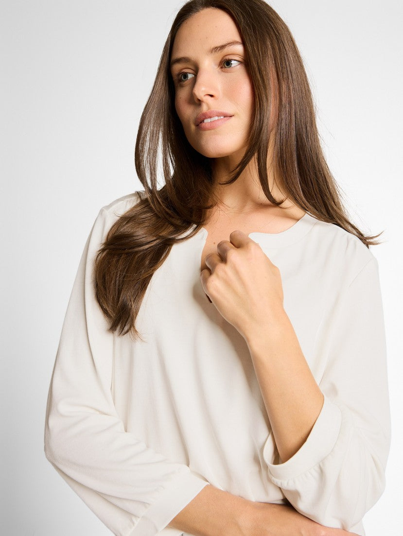 Long-sleeved shirt with ruffles - White