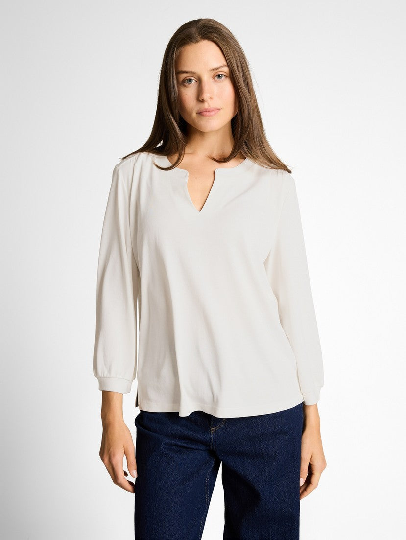 Long-sleeved shirt with ruffles - White