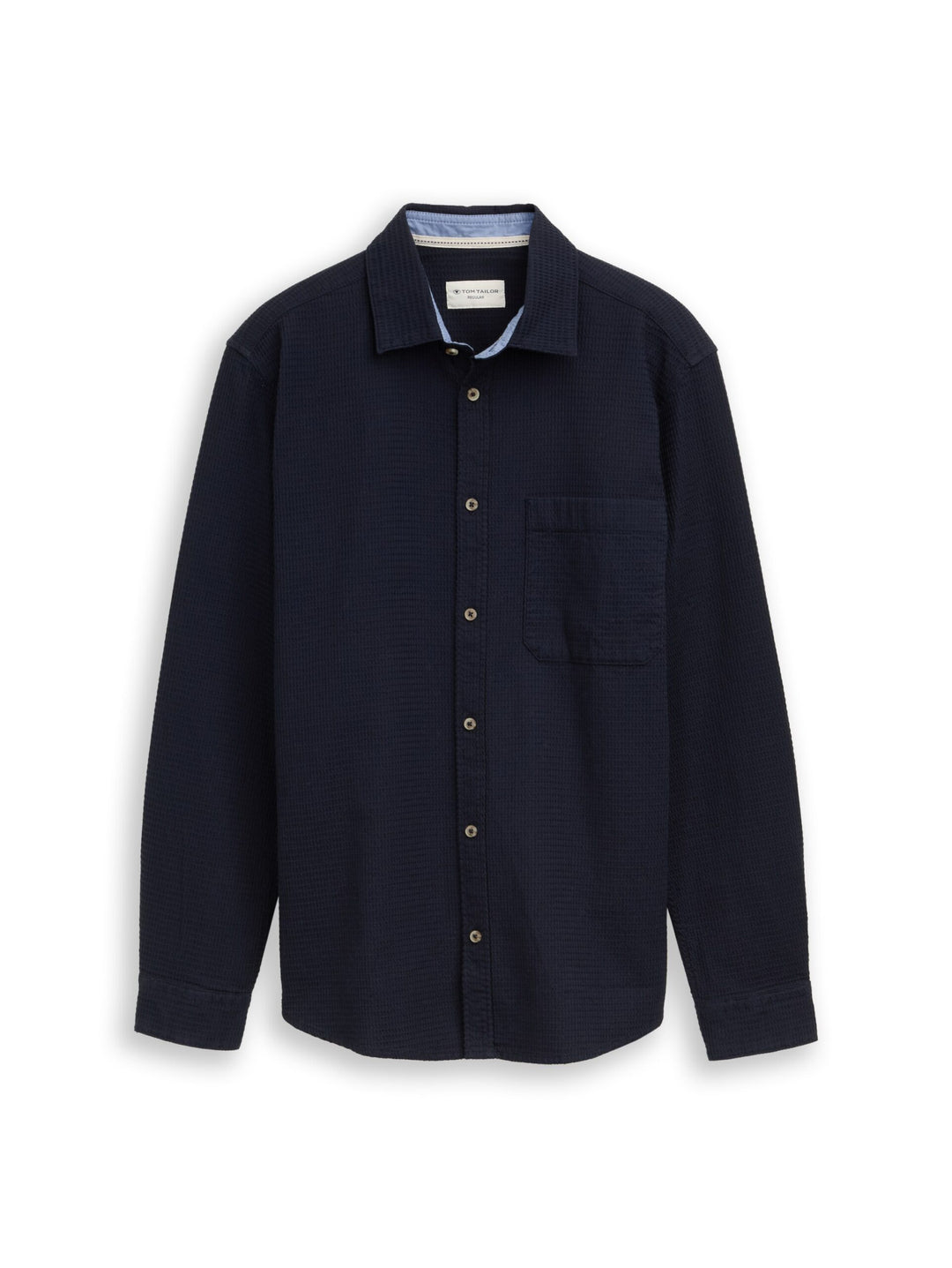 Regular fit shirt with waffle texture - Blue