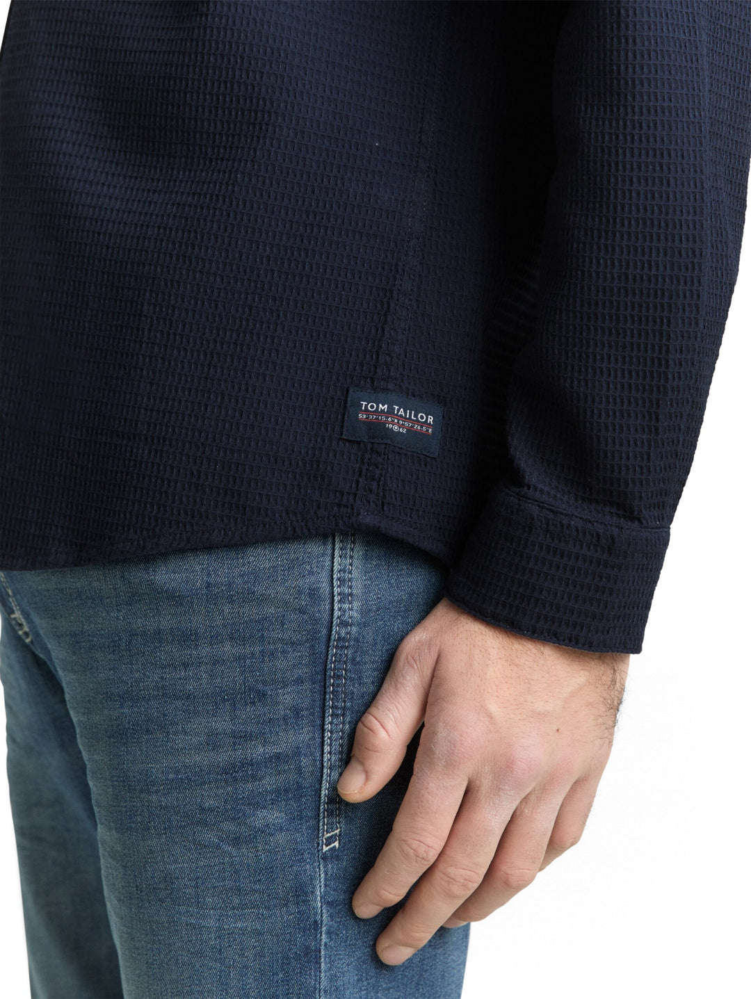 Regular fit shirt with waffle texture - Blue