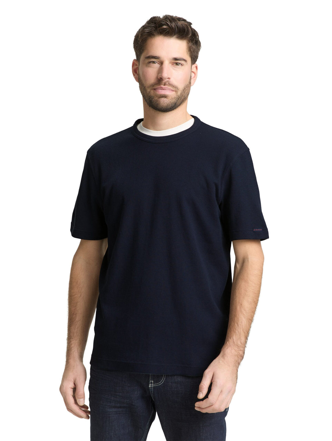 T-shirt with waffle texture - Blue