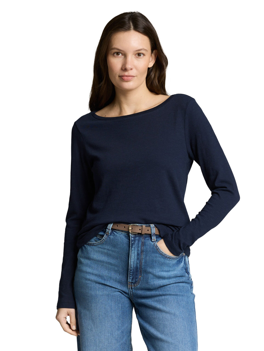 Basic long-sleeved cotton shirt - Blue