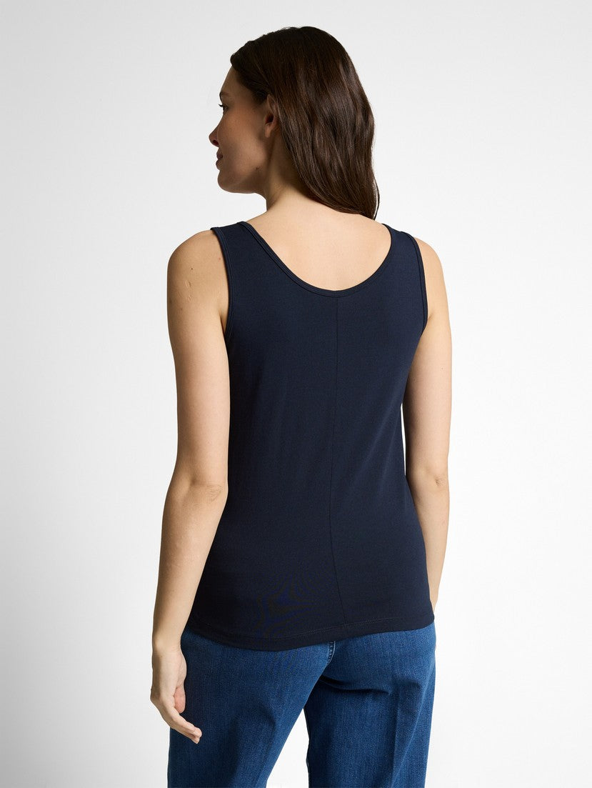 Slim fit top with round neckline - Blue