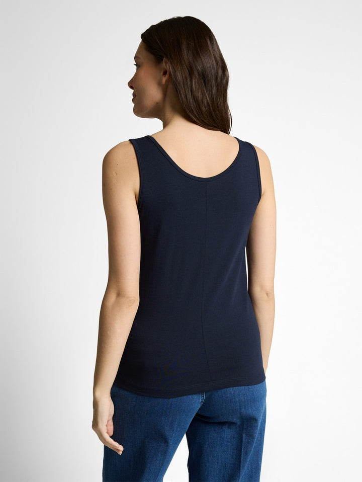 Slim fit top with round neckline - Blue
