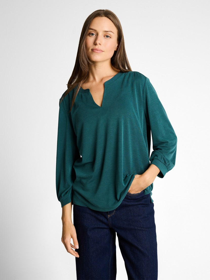 Long-sleeved shirt with ruffles - Green