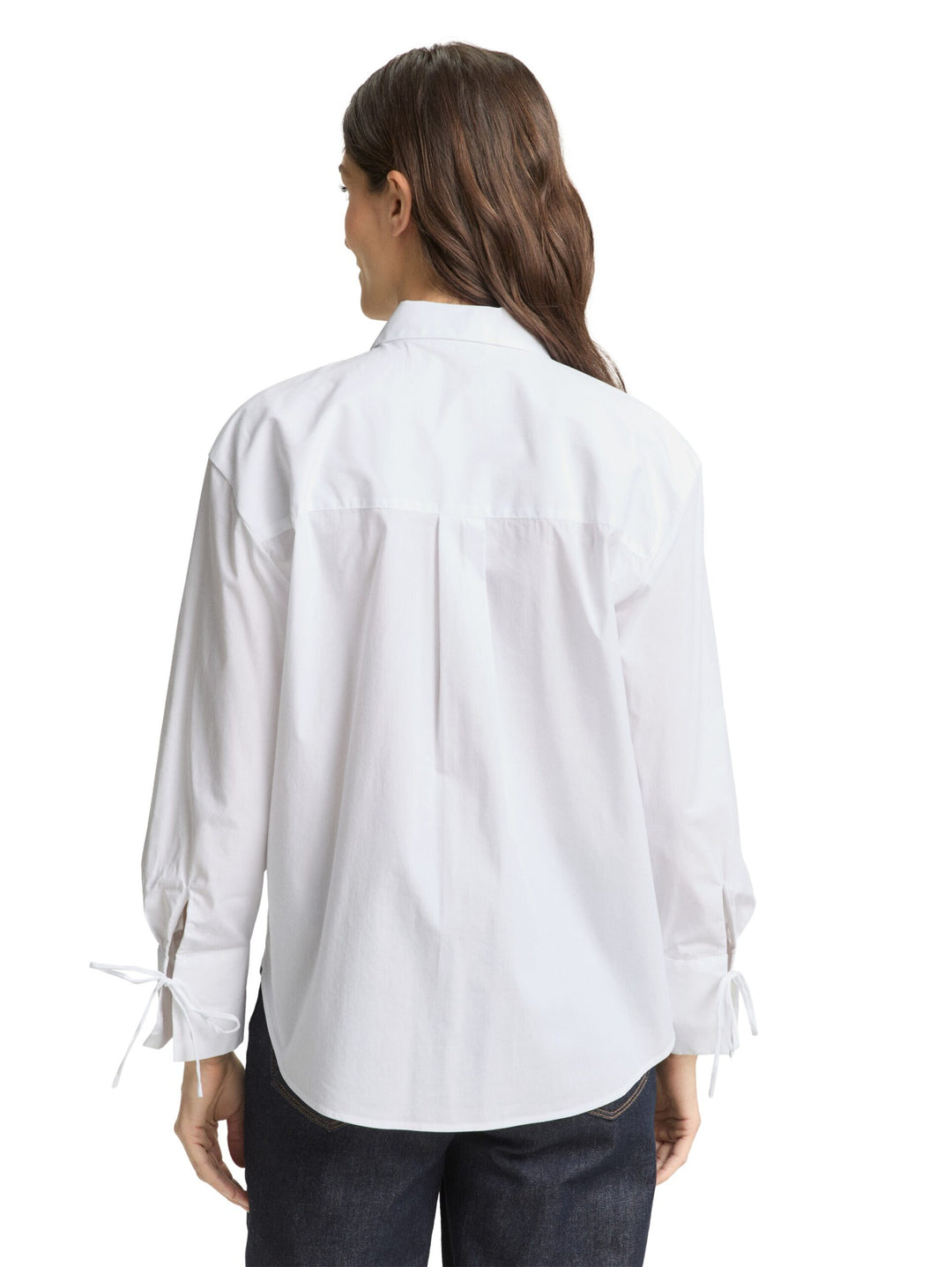 Oversized shirt blouse with heart embroidery - White
