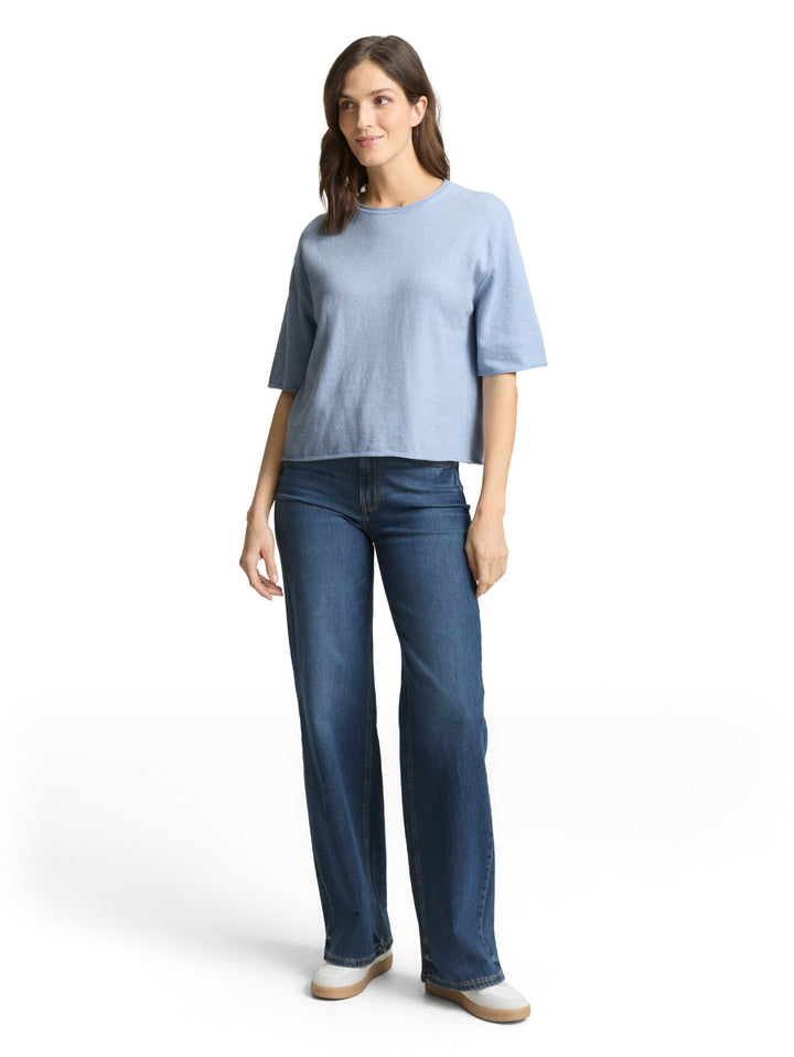 Loose fit knitted jumper with cashmere blend - Blue