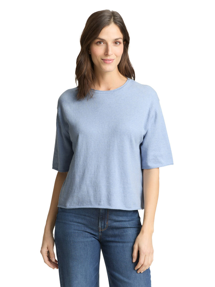 Loose fit knitted jumper with cashmere blend - Blue
