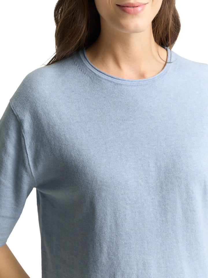 Loose fit knitted jumper with cashmere blend - Blue