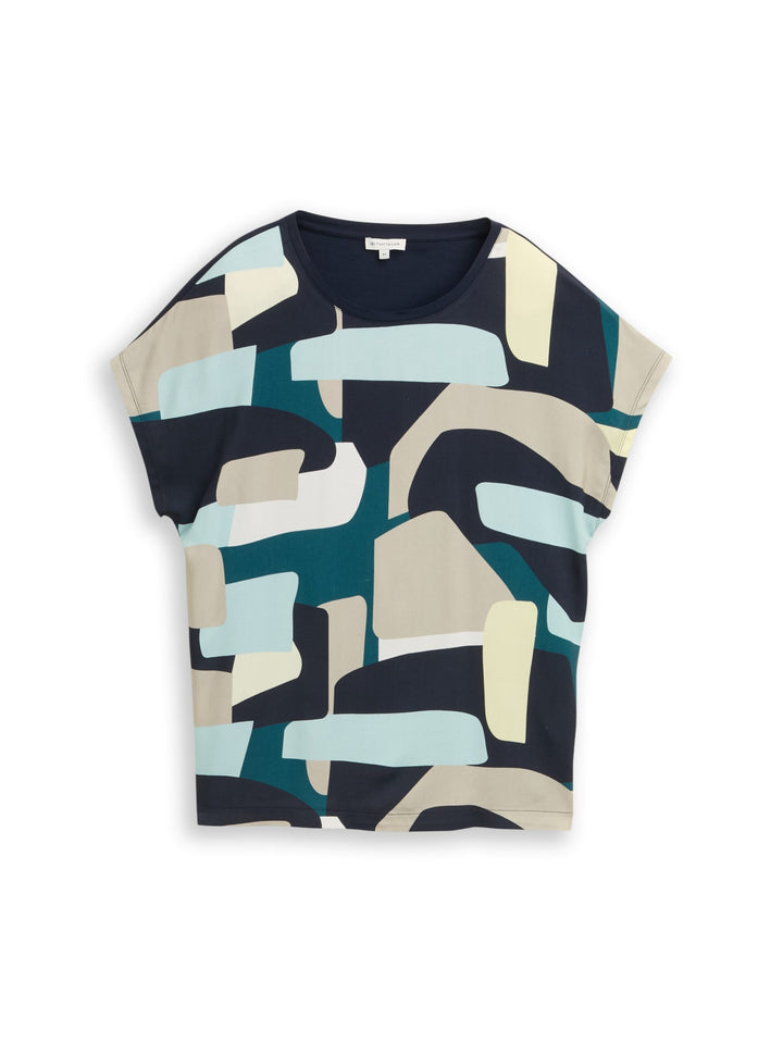 T-shirt in a mix of materials - Blue