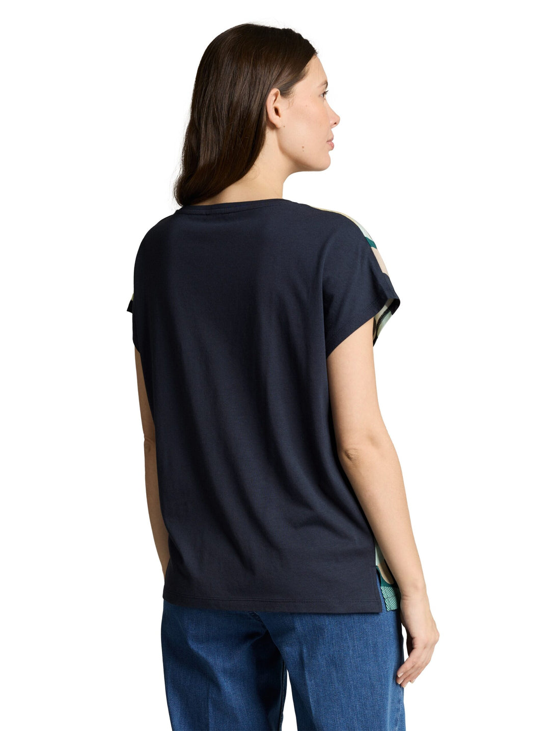 T-shirt in a mix of materials - Blue