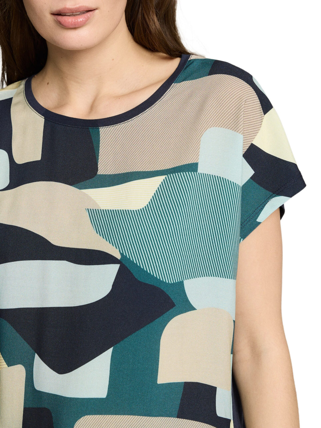T-shirt in a mix of materials - Blue