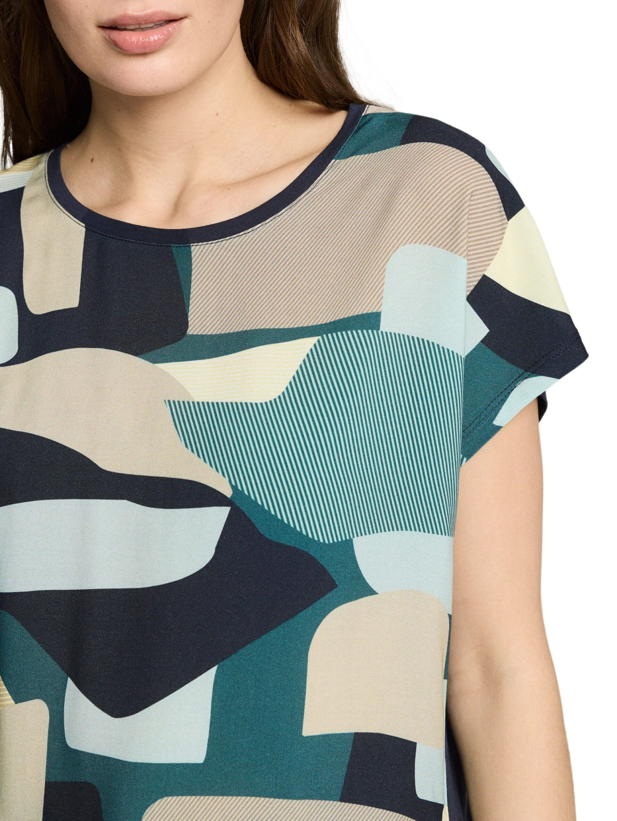 T-shirt in a mix of materials - Blue