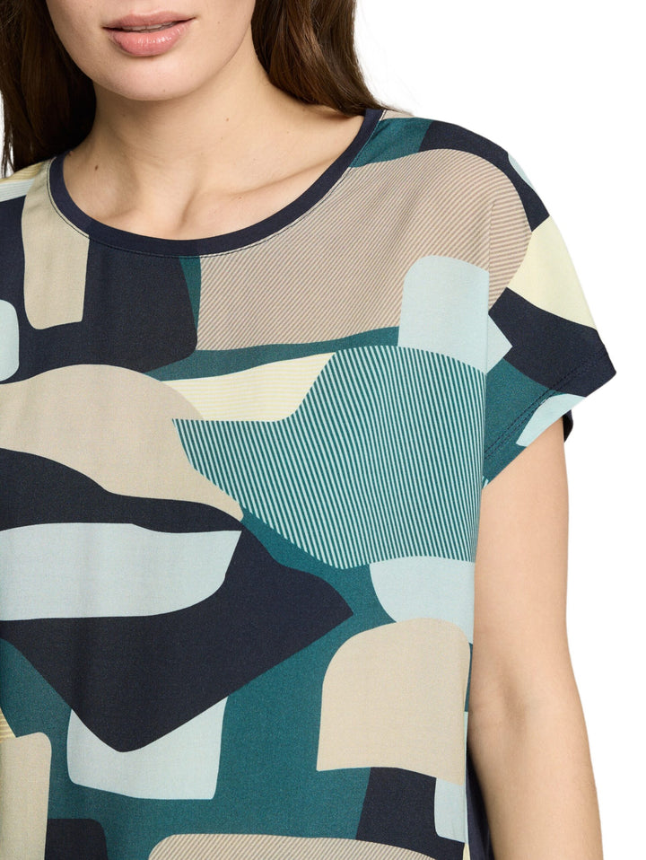 T-shirt in a mix of materials - Blue