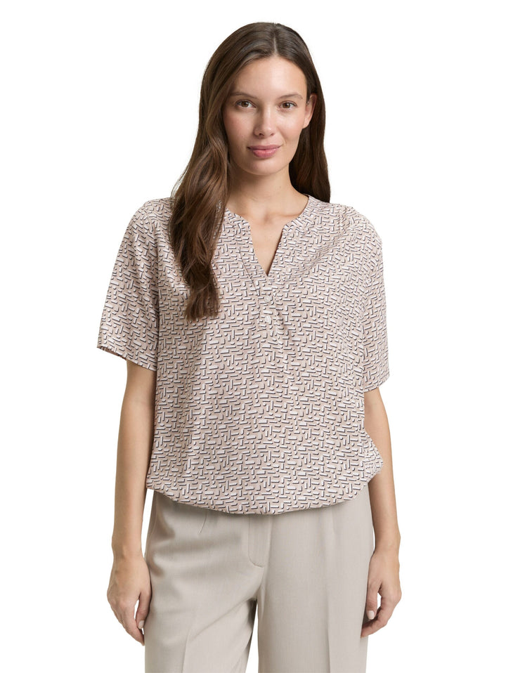 Patterned blouse - Taupe