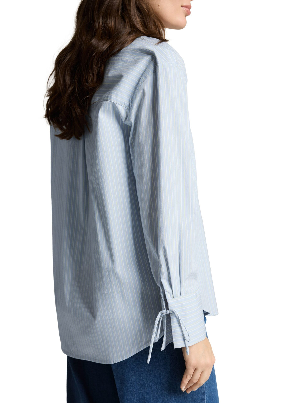 Oversized shirt blouse with heart embroidery - Blue