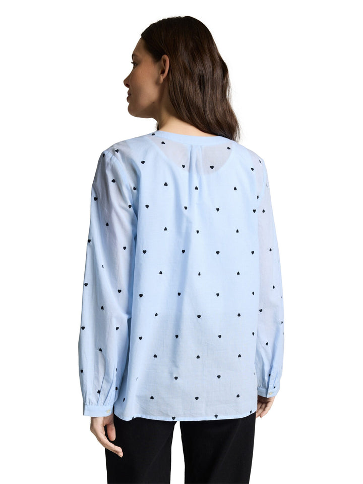 Blouse with heart embroidery - Blue