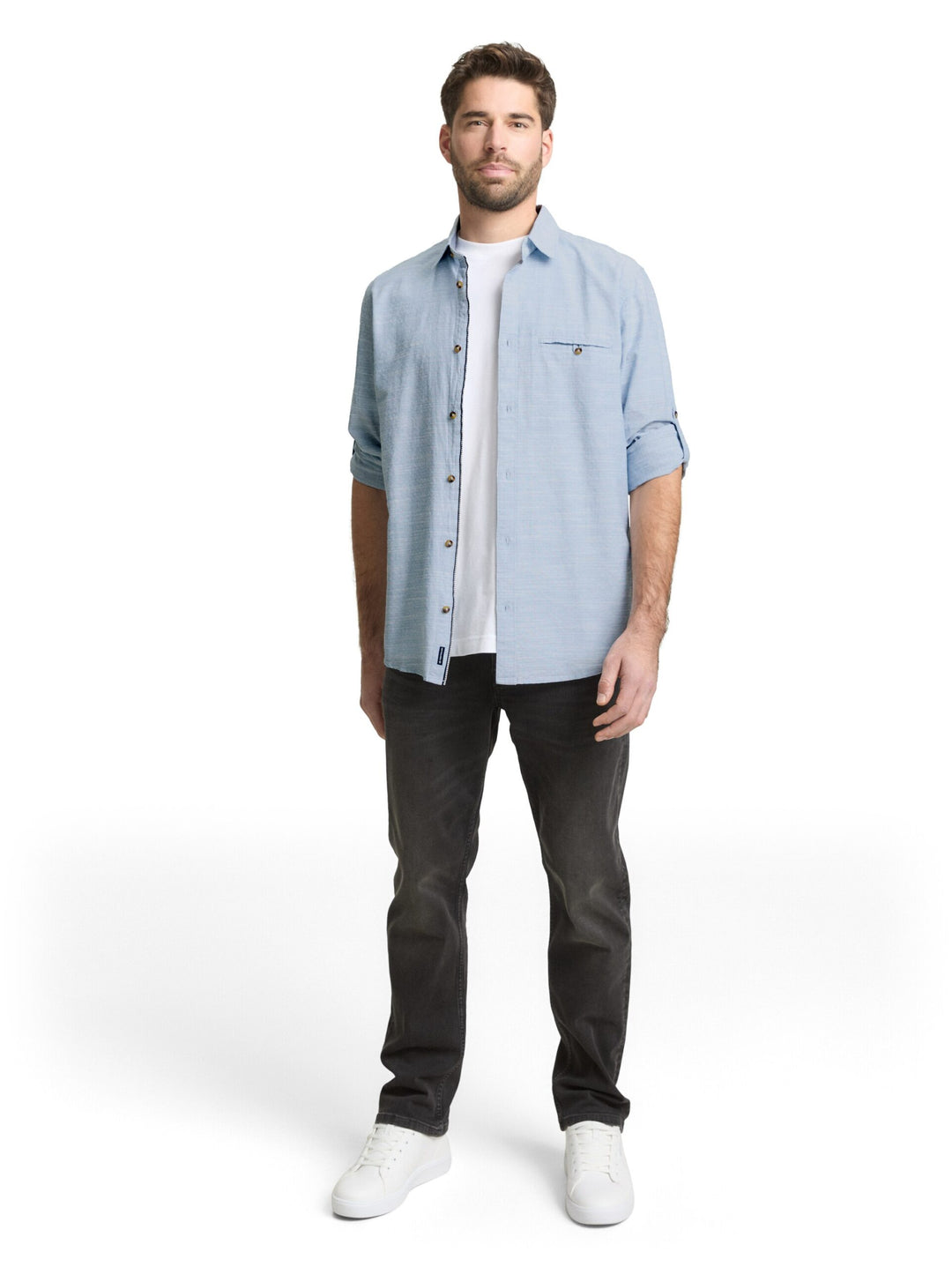 Regular fit shirt with turn-up function - Teal