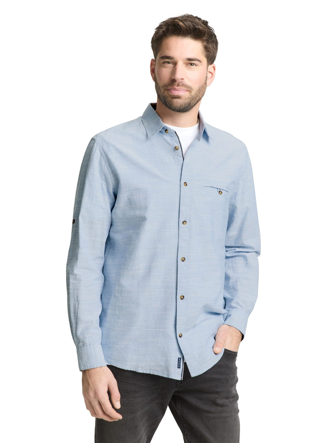 Regular fit shirt with turn-up function - Teal