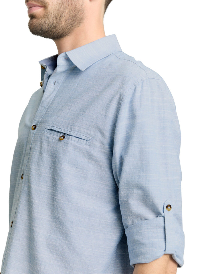 Regular fit shirt with turn-up function - Teal