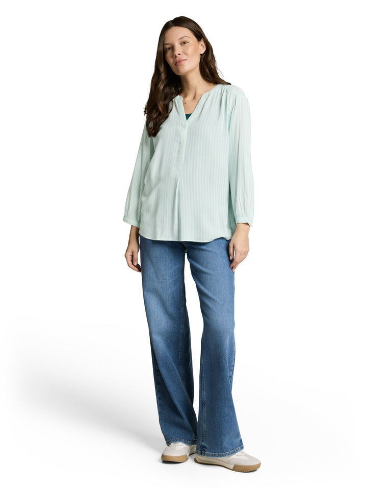 Blouse with striped pattern - Light Blue
