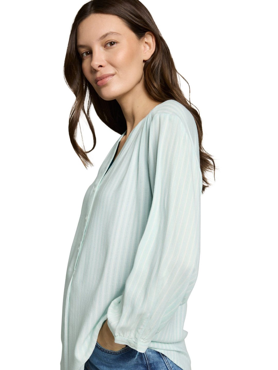 Blouse with striped pattern - Light Blue