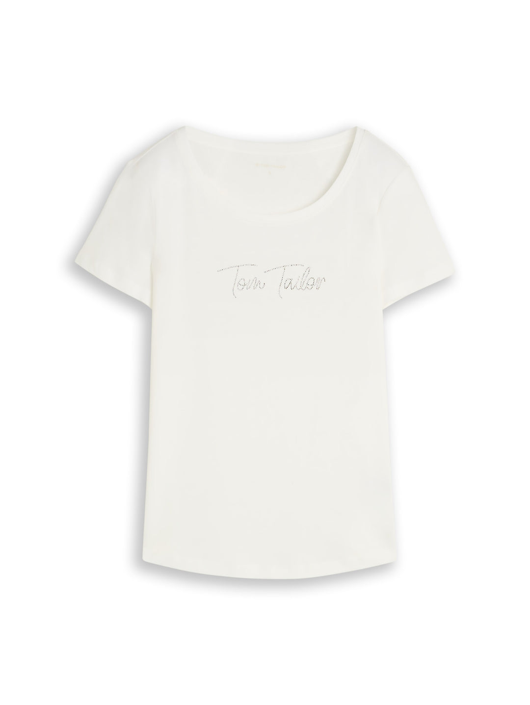 T-Shirt With Logo Rhinestones - Whisper White