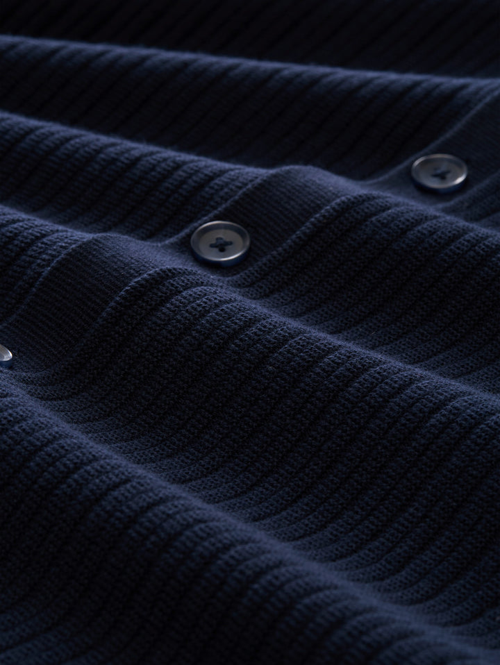 Structured Knit Polo Jacket - Sky Captain Blue