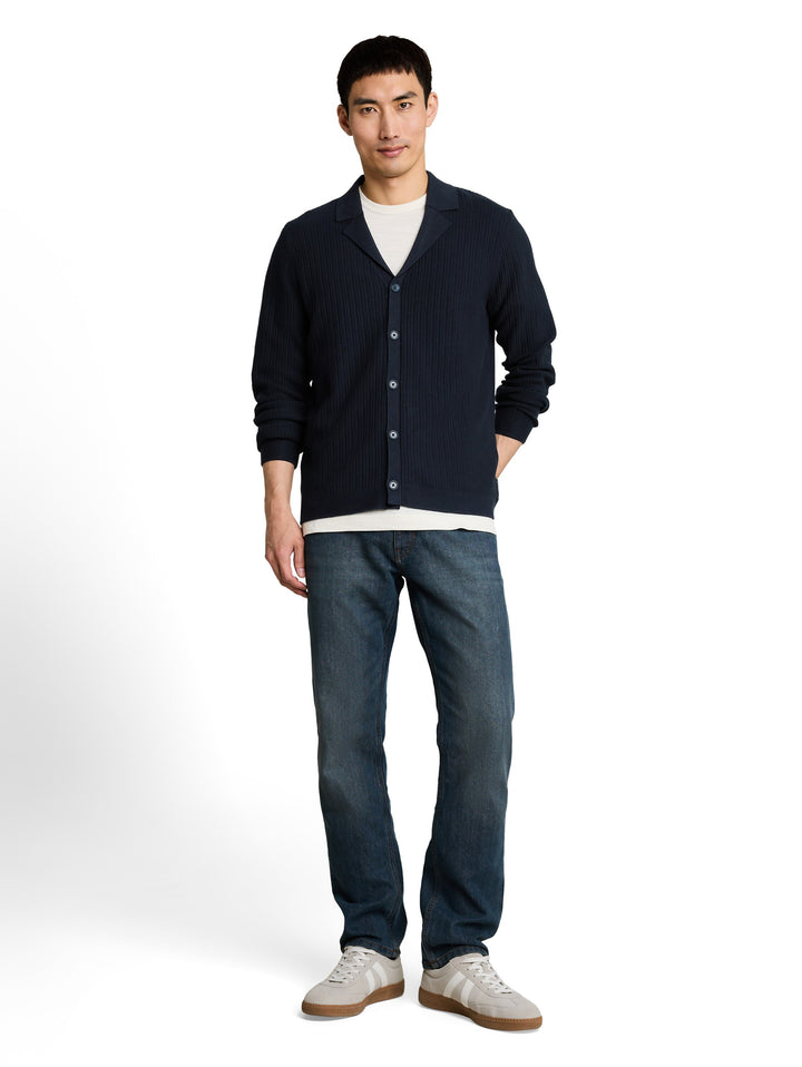 Structured Knit Polo Jacket - Sky Captain Blue