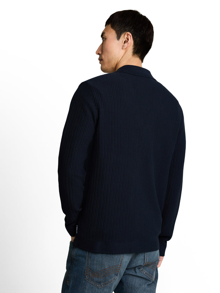Structured Knit Polo Jacket - Sky Captain Blue