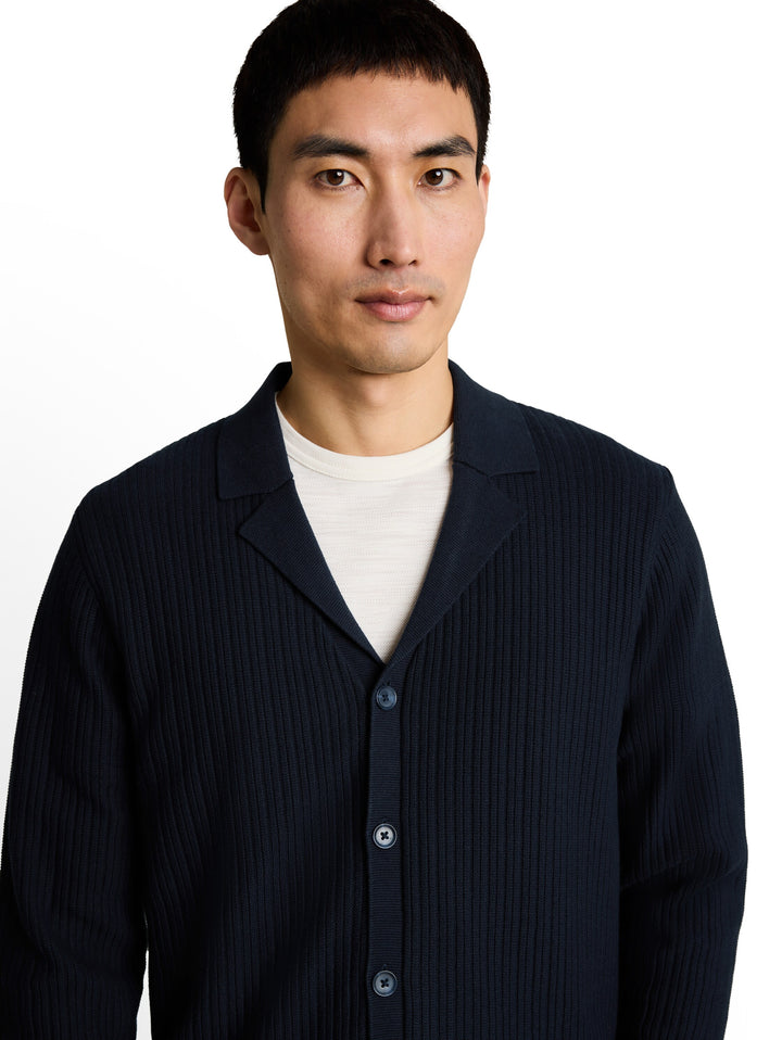 Structured Knit Polo Jacket - Sky Captain Blue