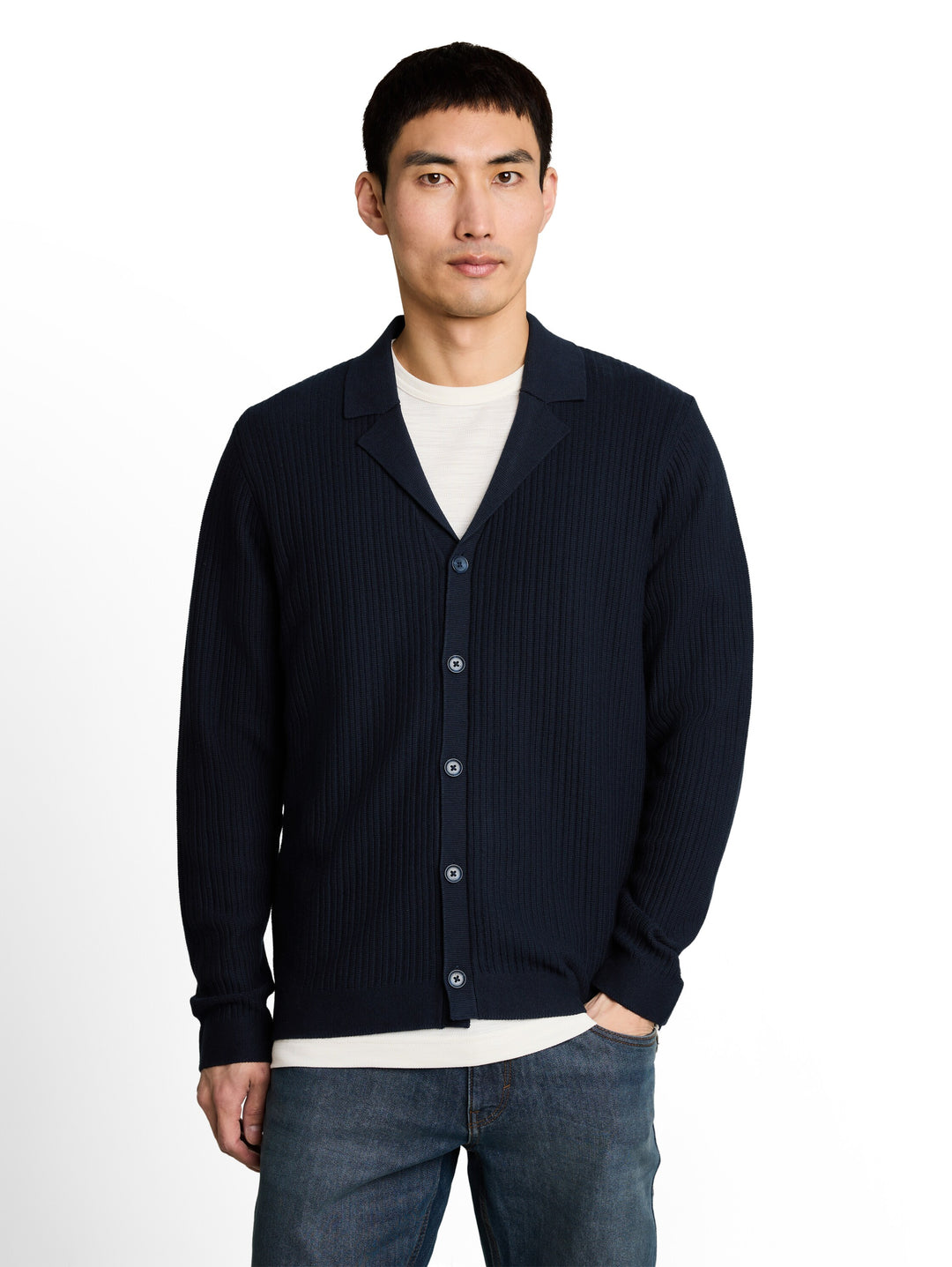 Structured Knit Polo Jacket - Sky Captain Blue
