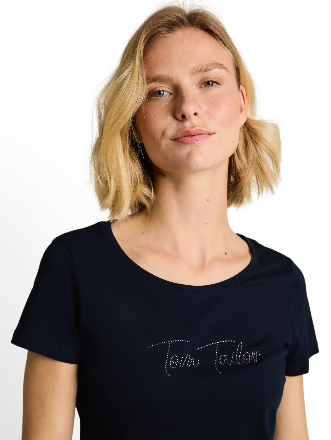 T-Shirt With Logo Rhinestones - Sky Captain Blue