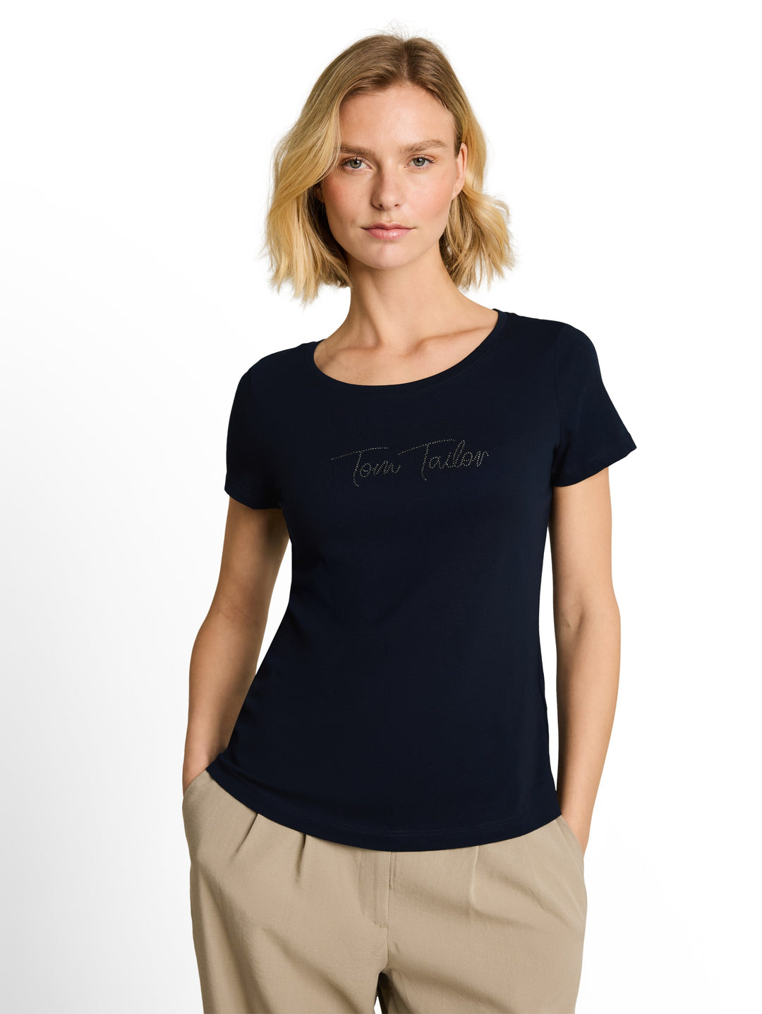 T-Shirt With Logo Rhinestones - Sky Captain Blue