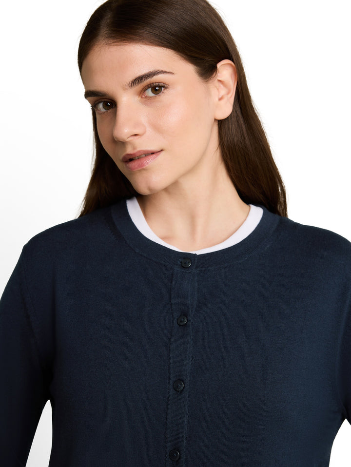 Knit Silk Blend Cardigan - Sky Captain Blue