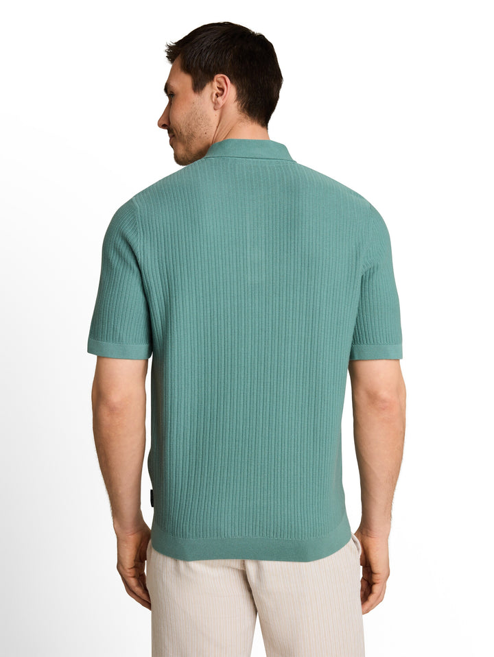 Structured Knit Polo - Mineral Stone Blue