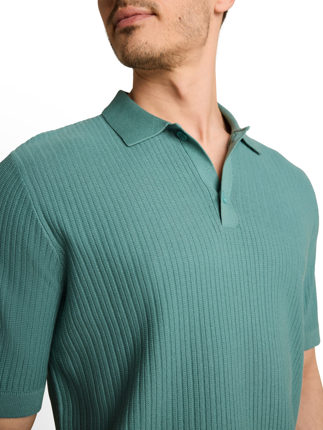 Structured Knit Polo - Mineral Stone Blue