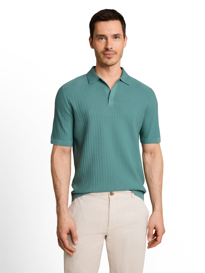 Structured Knit Polo - Mineral Stone Blue