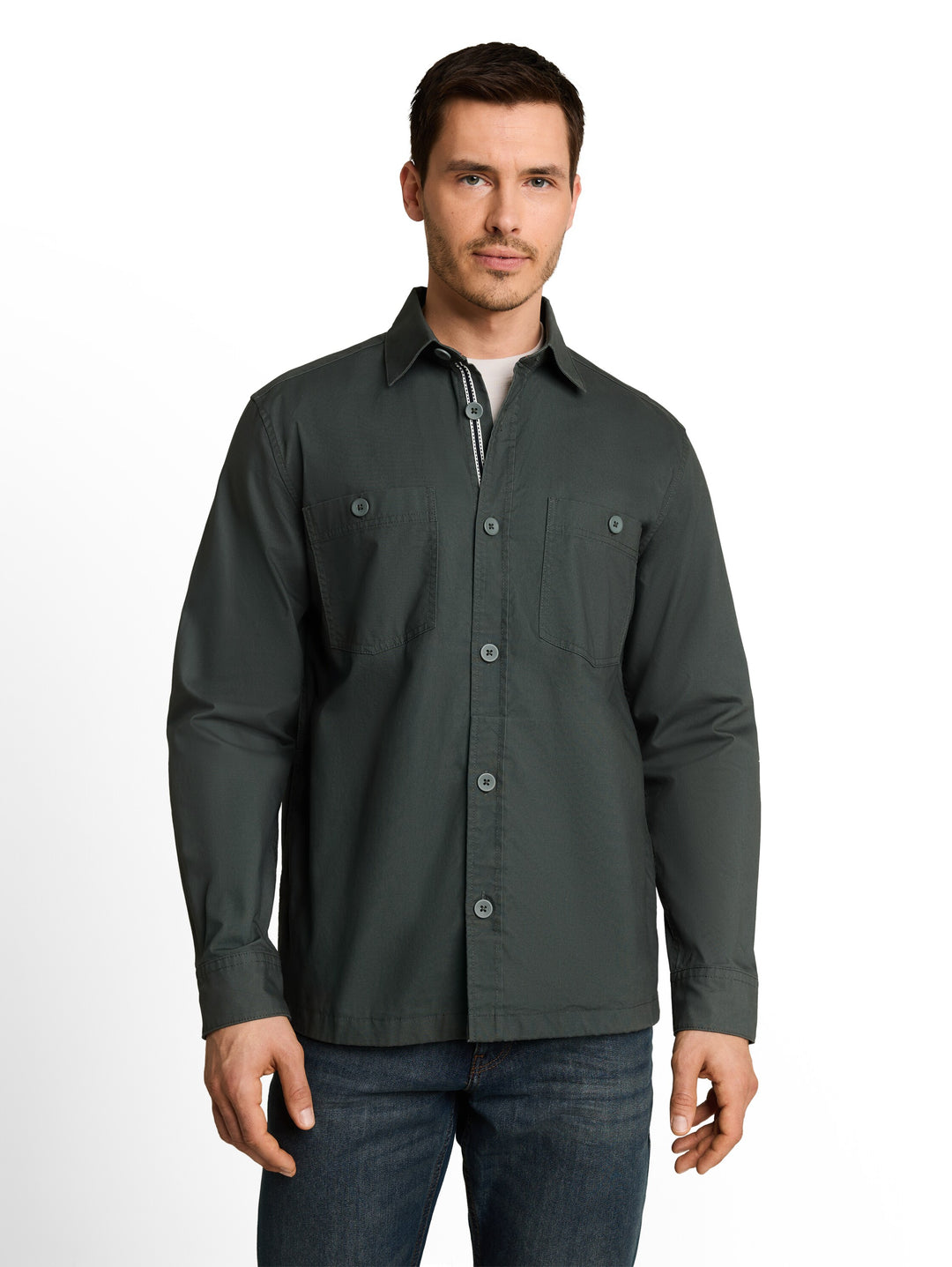 Light Canvas Overshirt - Darkest Olive