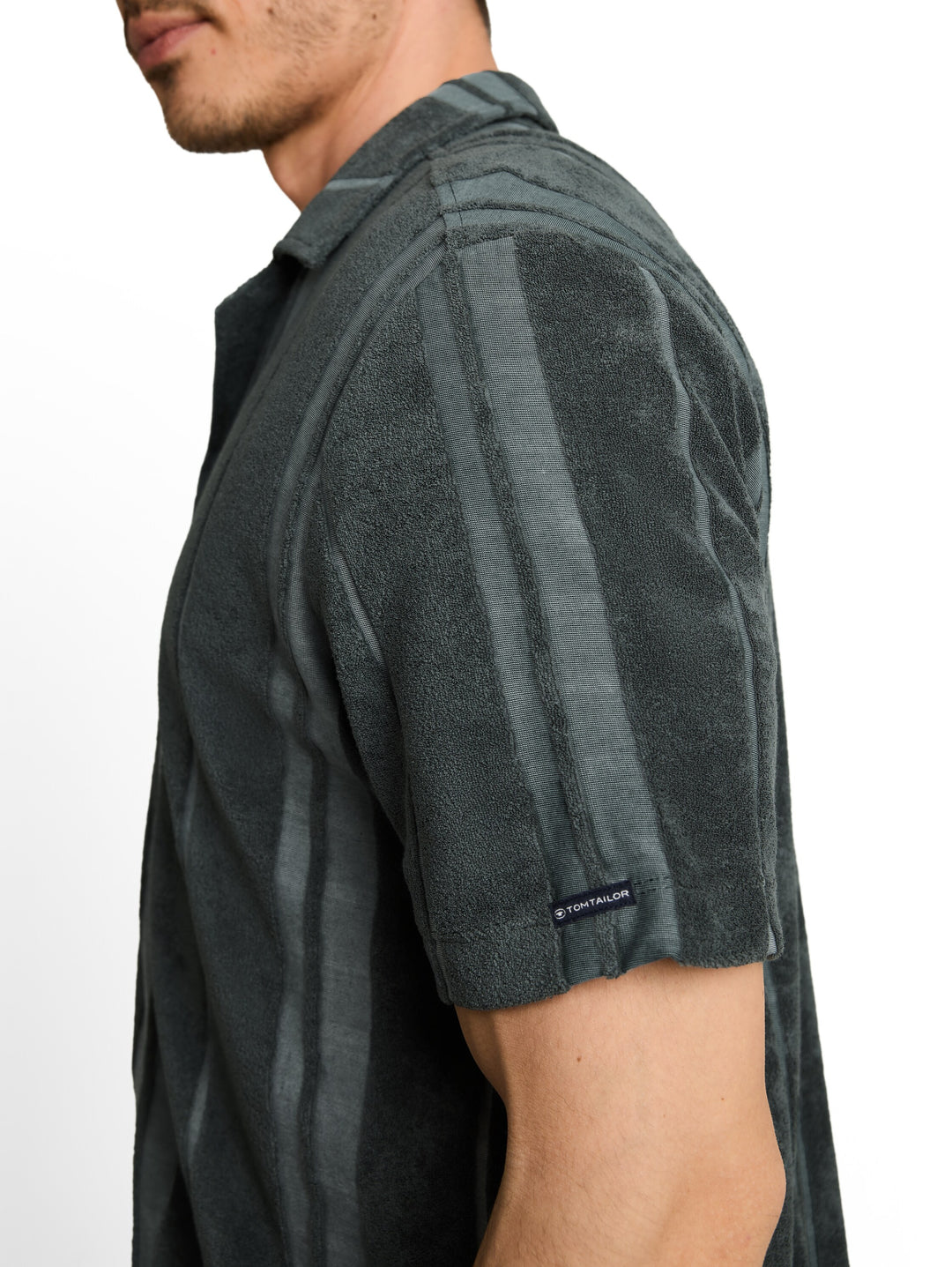 Vertical Striped Towel Shirt - Darkest Olive